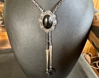 Sterling Silver and Onyx Bolo Tie