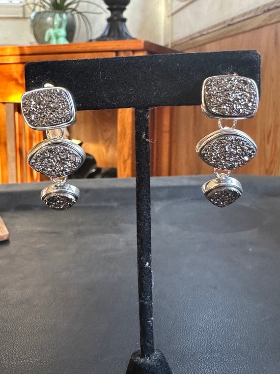Sterling Silver Druzy Quartz Earrings