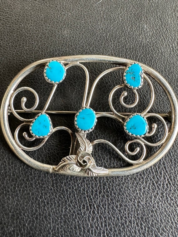 Sterling Silver and Turquoise Brooch