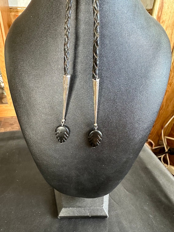 Sterling Silver and Onyx Bolo Tie - image 7