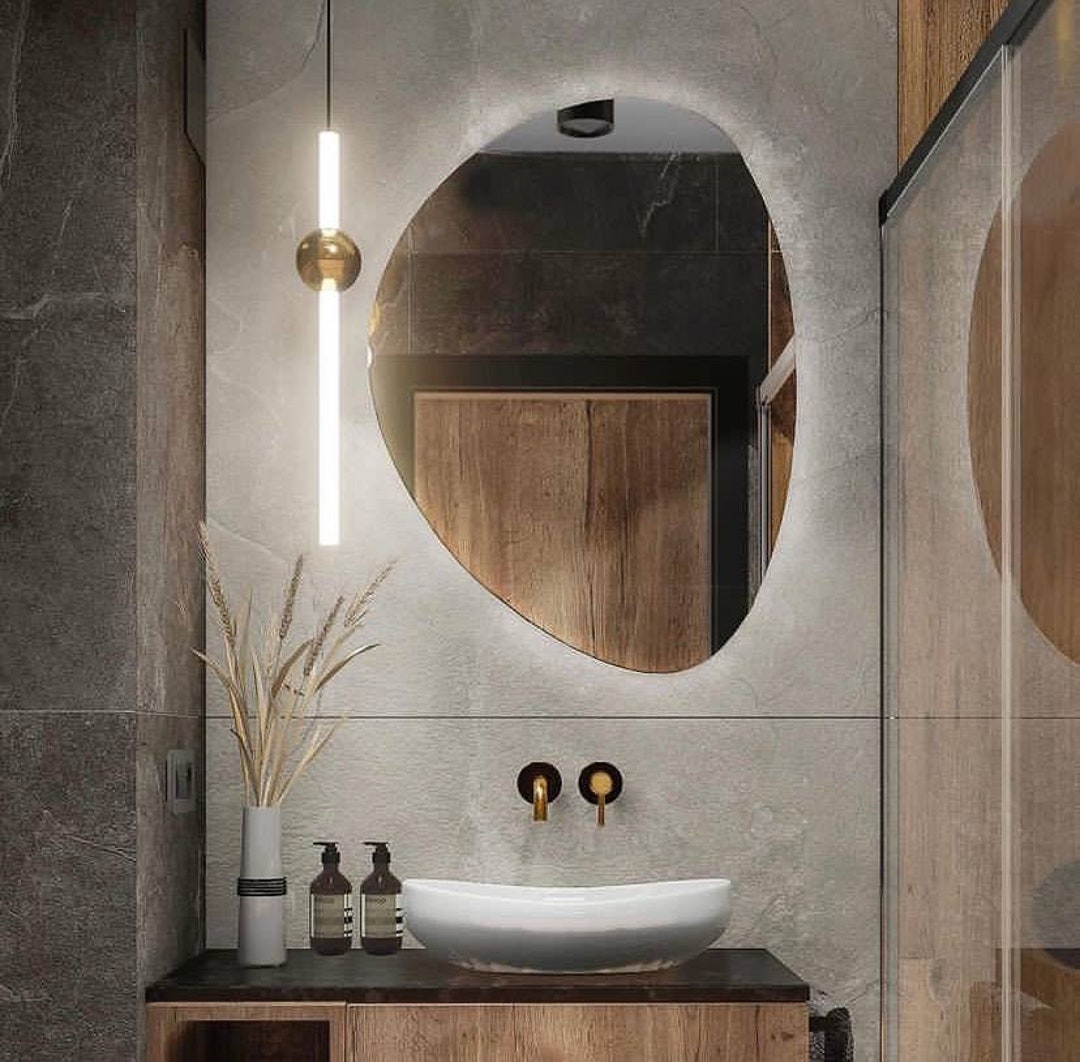 Irregular Bathroom Led Mirror Asymmetrical Washbasin Mirror - Etsy