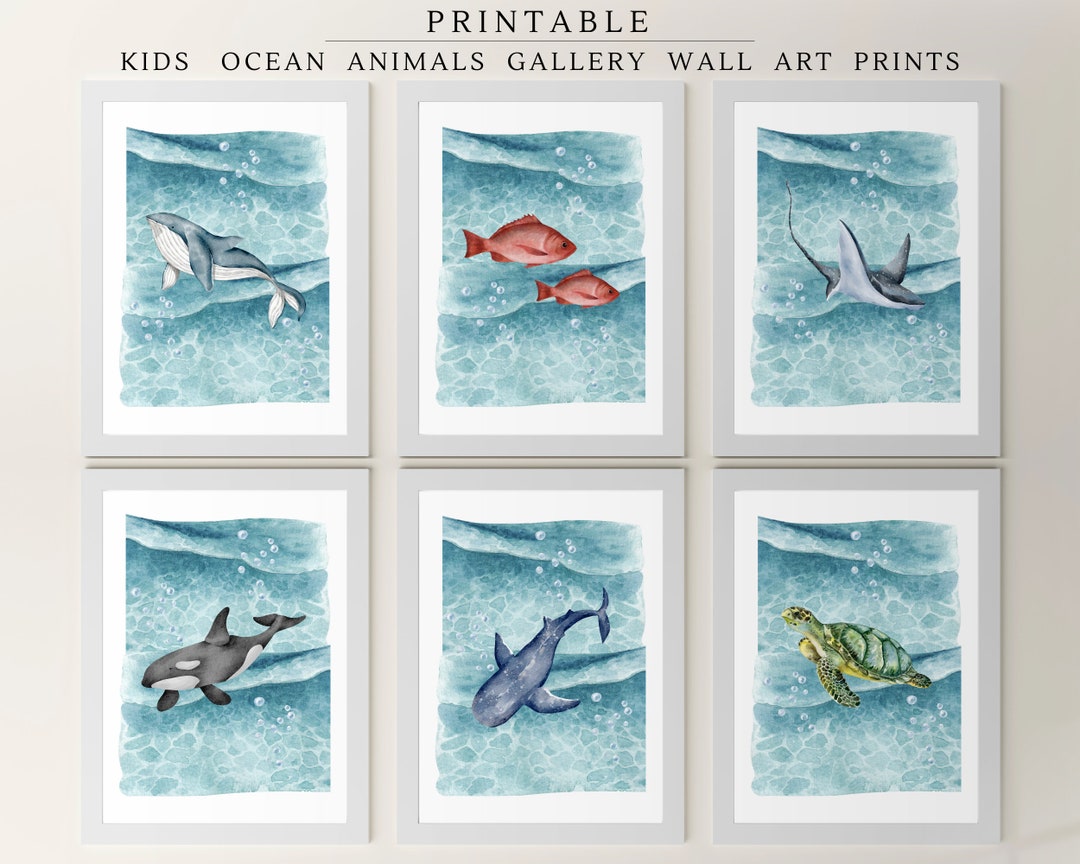 Kids Ocean Wall Decor Ocean Animals Wall Art Ocean Nursery Decor Sea