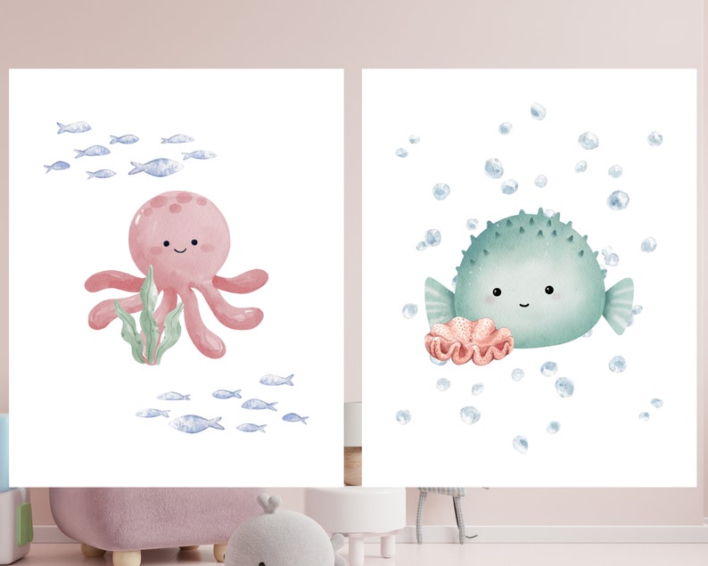 Ocean Nursery Decor Ocean Nursery Wall Art Kids Ocean Wall Decor Ocean