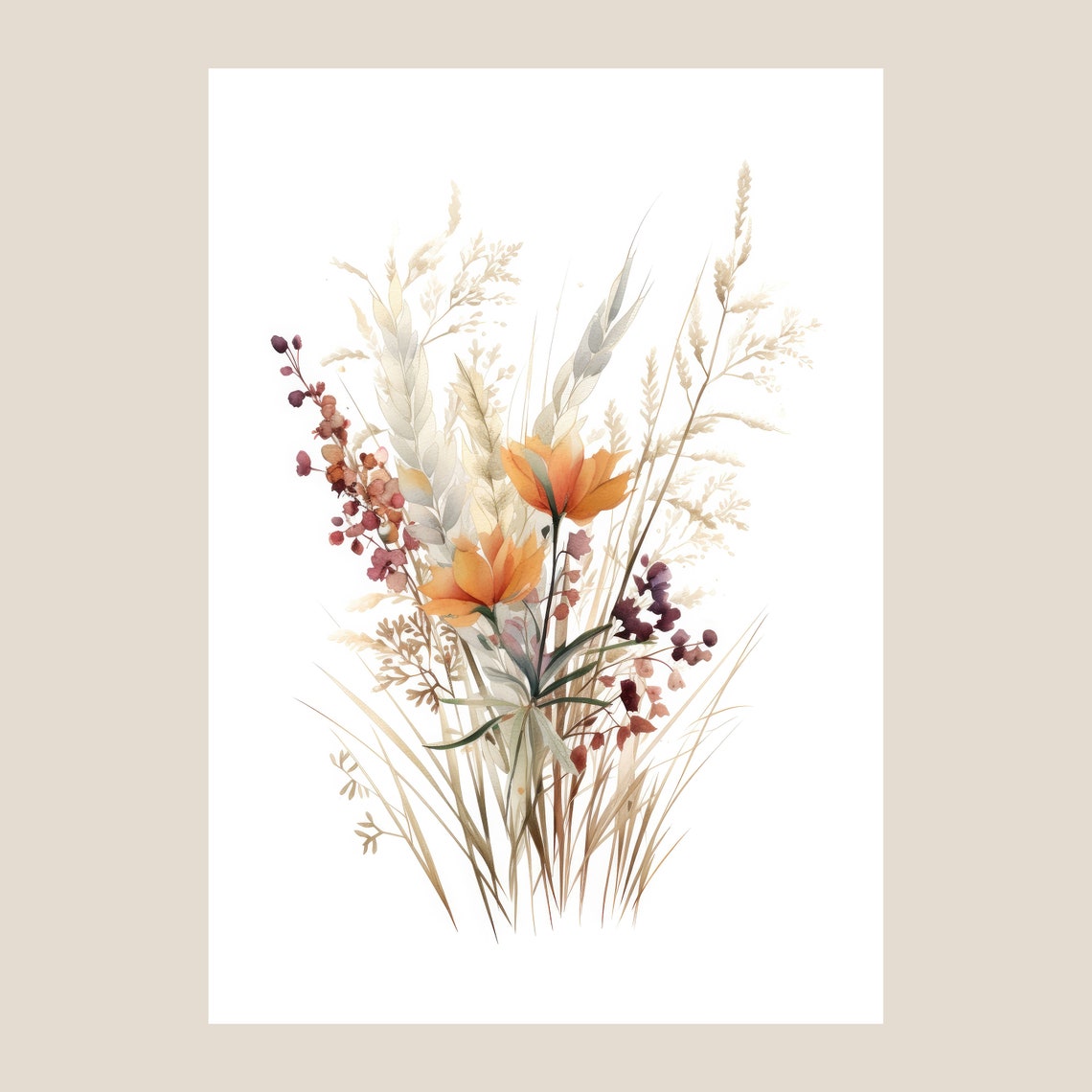Wildflower Watercolor Prints Set of 3 Prints Neutral - Etsy