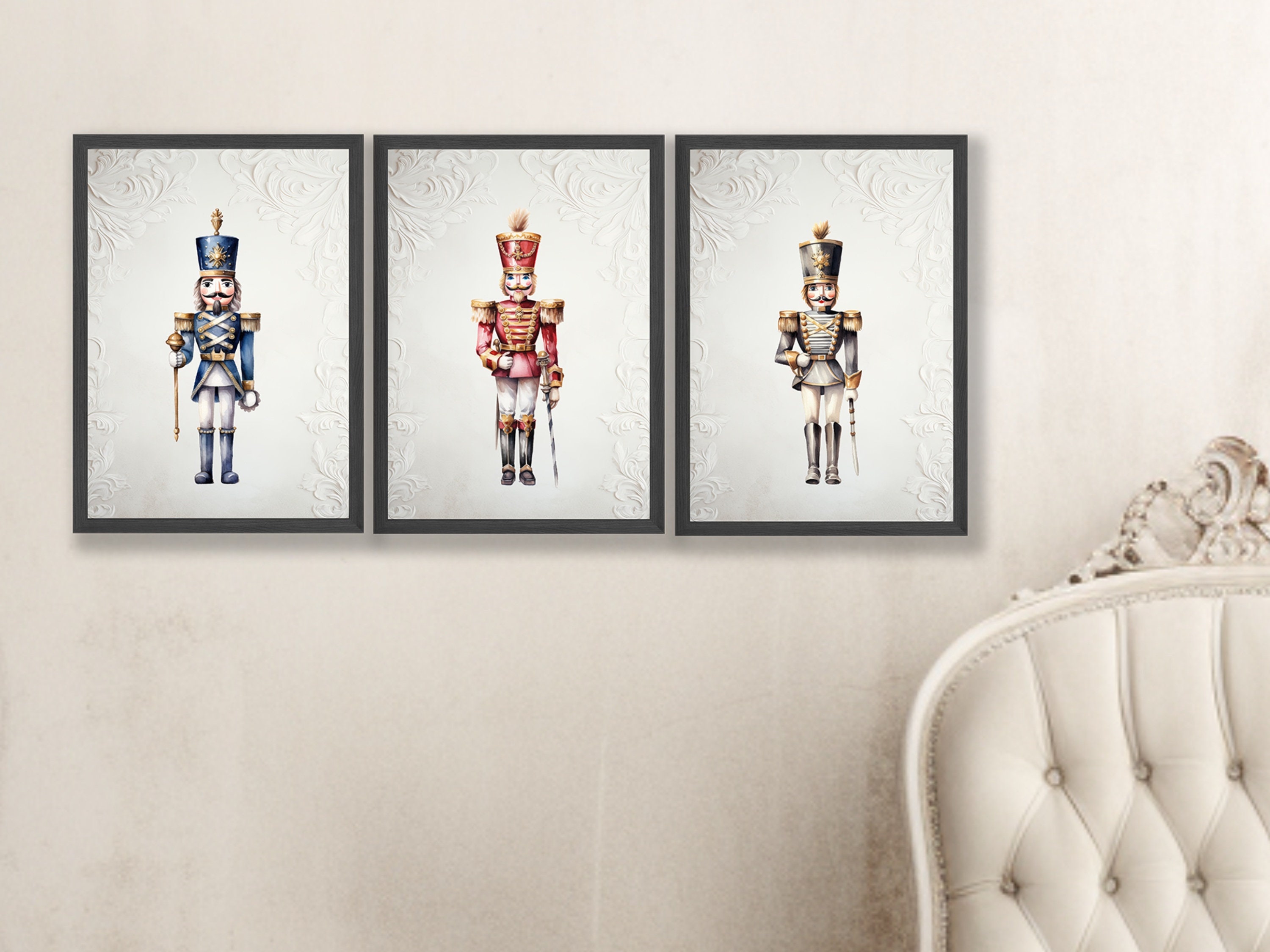 Nutcracker Prints Set of 3 Christmas Prints Vintage Nutcracker Digital