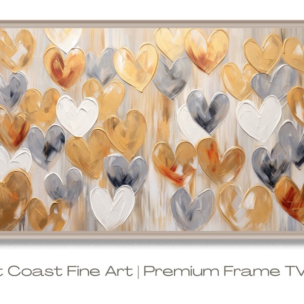 Samsung Frame TV | Abstract Gold Hearts | High Resolution 4K Frame TV Art | Heart Image | Instant Download | Decor Home | Valentine's Decor