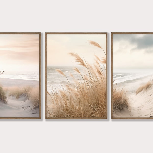 Neutral Coastal Ocean Prints | Beach Prints | Calm Art | Set of 3 Prints | Calm Art | Calming | Digital Printable Art | Instant Download |
