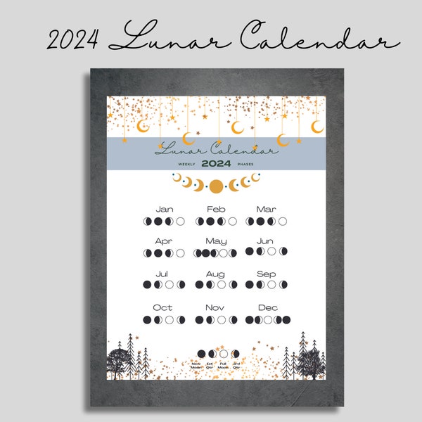 Printable Lunar Calendar 2024 Etsy