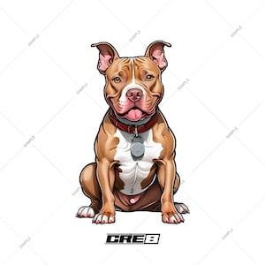 Cartoon Pitbull - Digital Download | High-Quality Transparent PNG File | Cute Pitbull Dog Illustration for Crafts, Stickers, Apparel & Decor