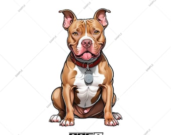 Cartoon Pitbull Clipart – Transparent PNG, Dog Lover Design (Digital Download)