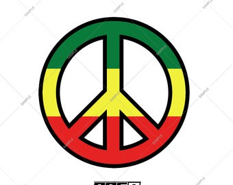Jamaica Flag Peace Sign – Rasta Colors SVG, PNG, PDF (Digital Download)