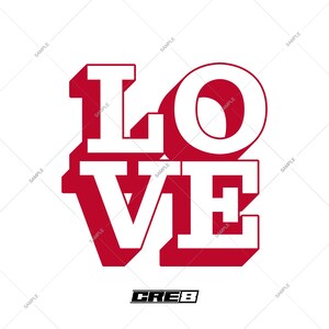 Retro LOVE Lettering SVG | Ai, Svg, Png, Pdf - Vintage Love Cut File - Cricut Silhouette Design | Decals, T-Shirts & Crafts, Valentines Day