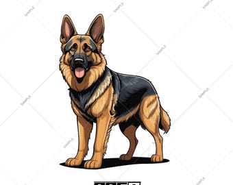 German Shepherd Clipart – Transparent PNG Image (Digital Download)