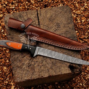 Fillet Knife/Fishing Knife Handmade Damascus Steel Flexible Blade Knife For Fishermen Best Gift For Men Outdoor Knife Custom Gift For Father