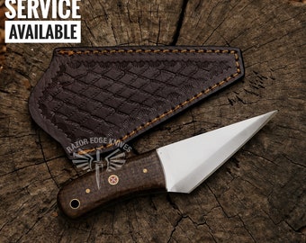 Handmade D2 Steel kiridashi utility knife, Damascus steel hunting knife, camping knife, pocket knife , skinner knife, every day carry knives