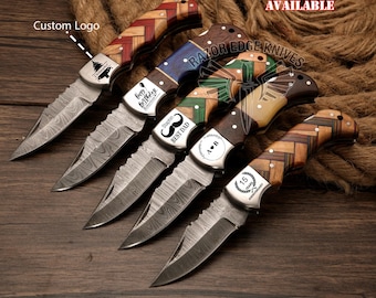 POCKET KNIFE Handmade Damascus Steel Sharp Folding Knife Best Christmas Gift for Him Birthday Gift for Father Personalized Groomsmen Gift
