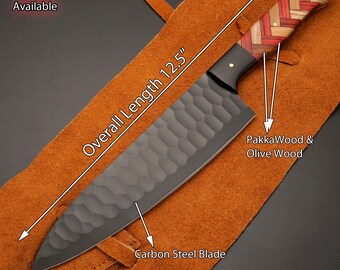 12.5" stainless steel Chef knife with leather Roll kit best personalized gift for Men Birthday Gift for Father Anniversary Gift for Husband