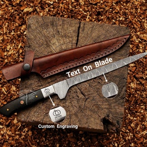 Flexible Blade Damascus Steel Fillet Knife With Leather Sheath Best Gift For Men Anniversary Gift Sharp Blade Knife Gift For Boyfriend
