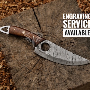 9&quot;Custom Handmade Damascus Steel Japanese Style Chef Knife Comes With Rose Wood Handle And Pure Leather Sheath Personalized Engraved Gift