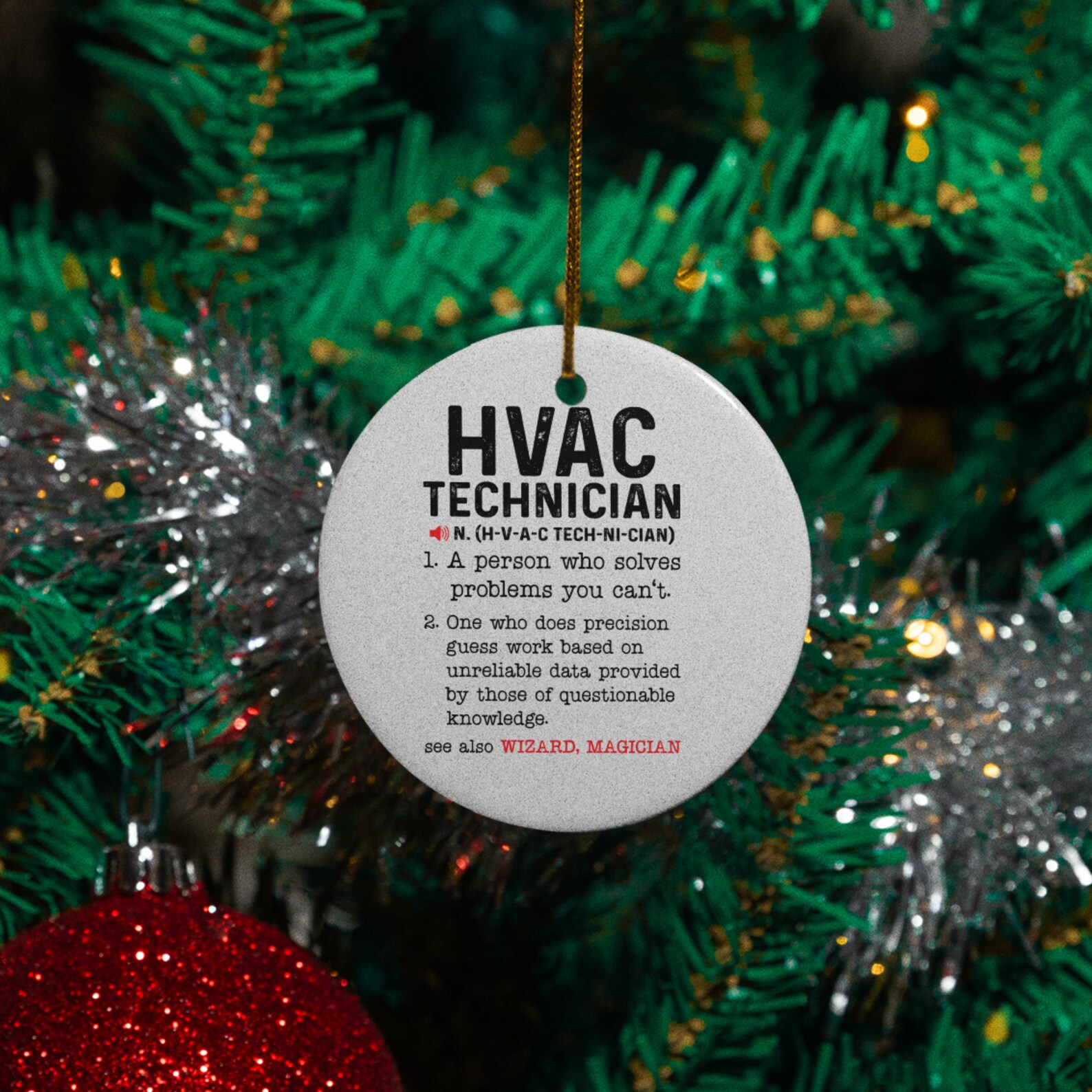 HVAC Ornament, Gift for Him, Christmas Ornament, Ceramic Ornament