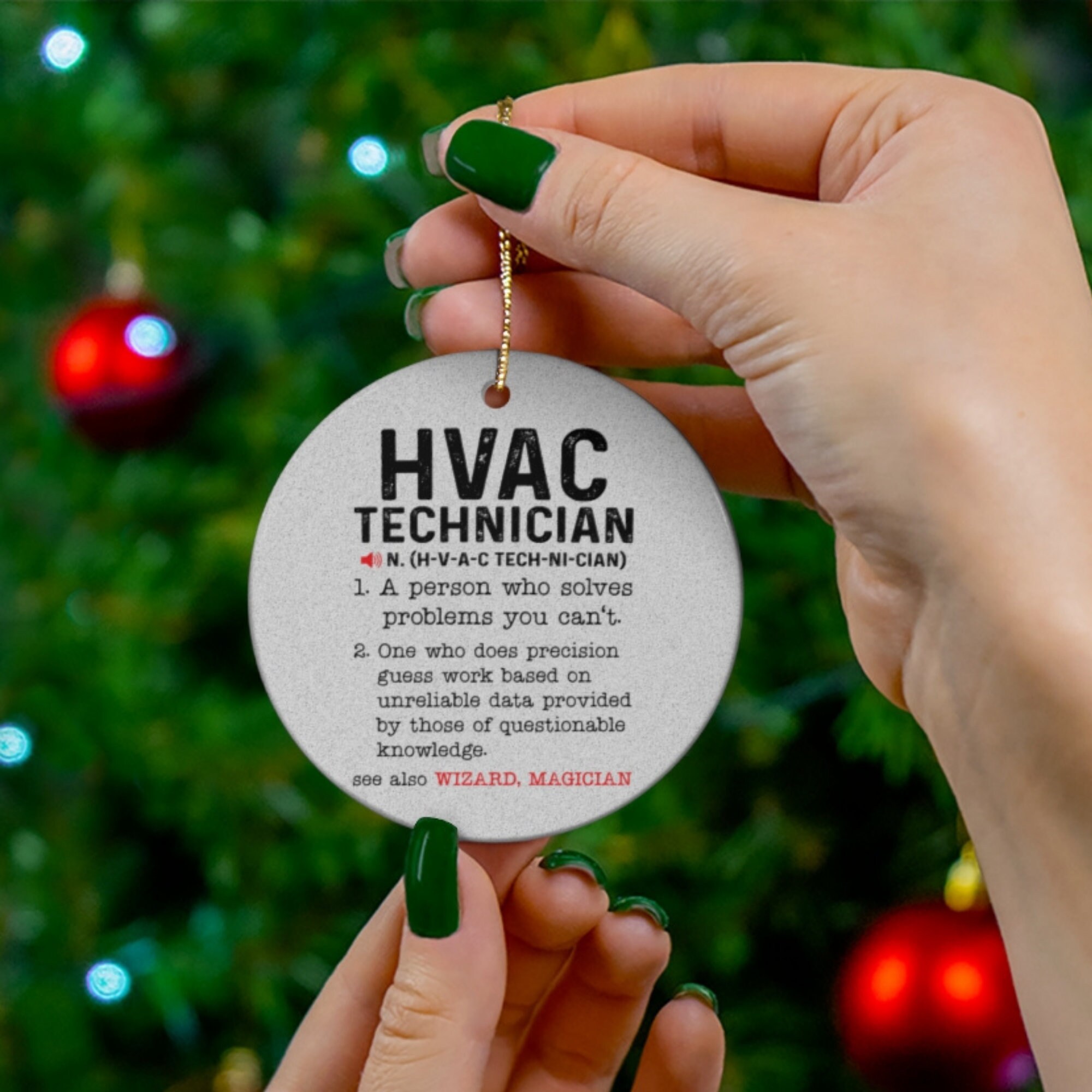 HVAC Ornament, Gift for Him, Christmas Ornament, Ceramic Ornament