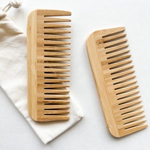 Natural Organic Bamboo Comb Plastic Free Biodegradable Static Free Detangling Hair Comb image 1