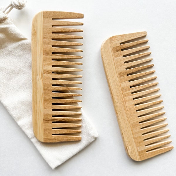 Natural Organic Bamboo Comb - Plastic Free Biodegradable Static Free Detangling Hair Comb