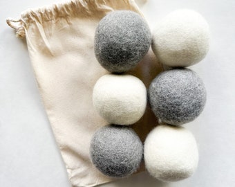 Natural Organic Handmade 100% New Zealand Wool Dryer Balls - Plastic Free Reusable Biodegradable Dryer Balls - Set of 6