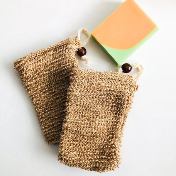 Handmade Reusable Jute Soap Bag - Organic Natural Plastic Free Soap Pouch