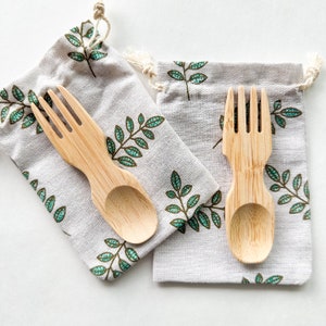 Natural Reusable Handmade Bamboo Spork - Plastic free Biodegradable Bamboo Cutlery