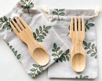 Natural Reusable Handmade Bamboo Spork - Plastic free Biodegradable Bamboo Cutlery