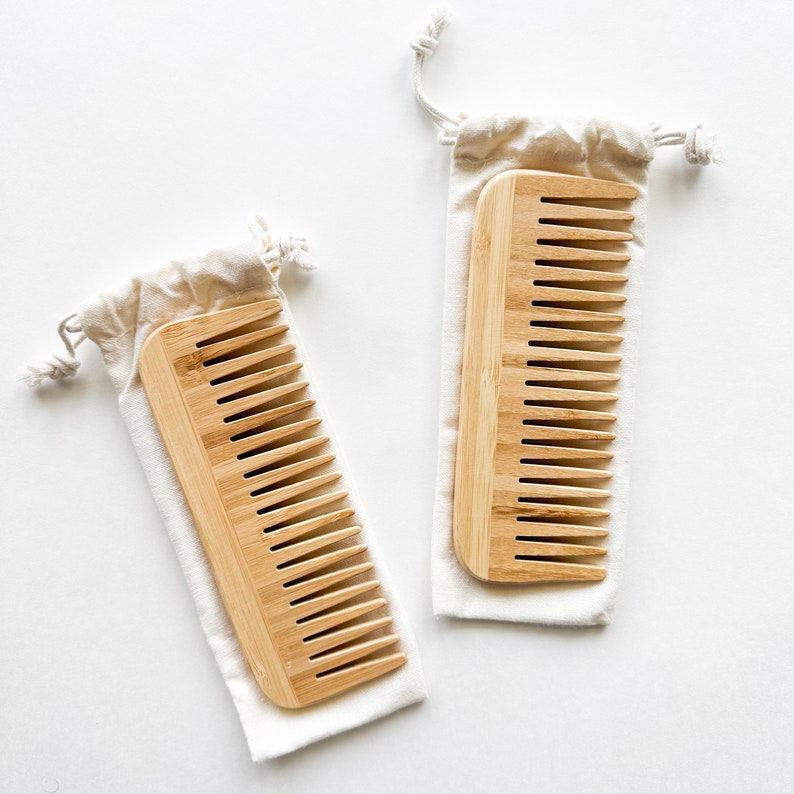 Natural Organic Bamboo Comb Plastic Free Biodegradable Static Free Detangling Hair Comb image 3