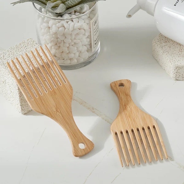 Natural Bamboo Hair Pick - Plastic Free Biodegradable Bamboo Comb