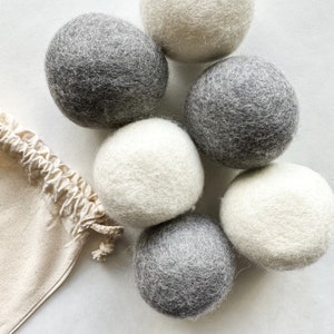 Natuurlijke organische handgemaakte 100% Nieuw-Zeelandse wol droogballen Plasticvrije herbruikbare biologisch afbreekbare droogballen Set van 6 afbeelding 3