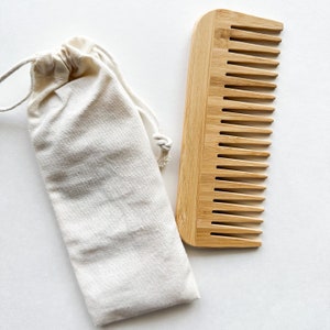 Natural Organic Bamboo Comb Plastic Free Biodegradable Static Free Detangling Hair Comb image 5