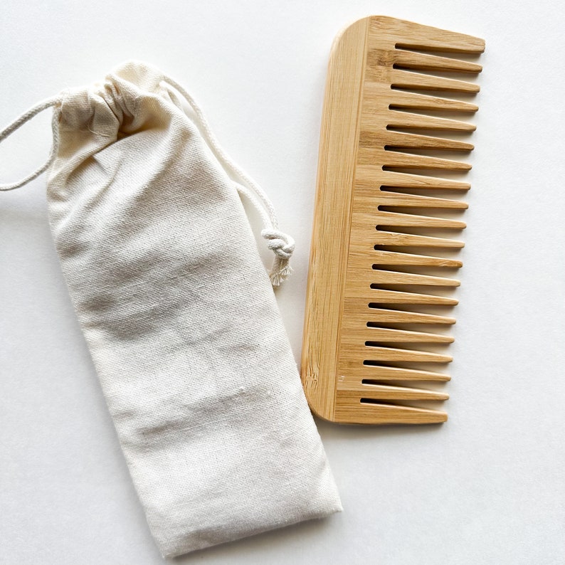 Natural Organic Bamboo Comb Plastic Free Biodegradable Static Free Detangling Hair Comb image 5