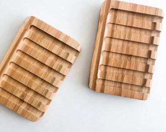 Plastic Free Natural Bamboo Soap Dish - Reusable Eco friendly Bamboo Soap Tray