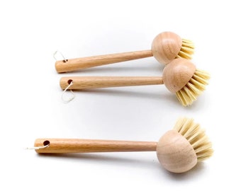 Natural Plastic Free Bamboo Sisal Dish Brush - Reusable Eco Friendly Bamboo Kitchen Brush