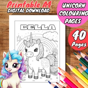 Unicorn Coloring Pages for Kids | Girl Coloring Pages |  Instant Download,40  Printable Colouring Pages|kids Colouring Pages