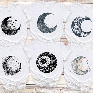 Crescent Moon Shirt, Celestial Moon Phase Shirt, Mystical Moon T-shirts, Crescent Shirts, Spiritual T-Shirt, Celestial Shirts For Women