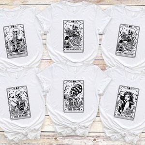 Chemise drôle de carte de tarot, T-shirt anti social de carte de tarot de papillon, chemises de squelette de carte de tarot des amoureux, cadeau d'amant de café, cadeau d'amant de tarot