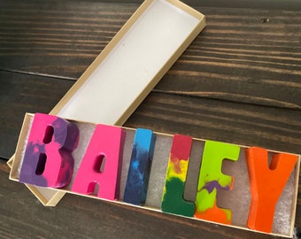 Personalized Name Crayon Gift Set, Coloring Activity for Kids, Custom Name Rainbow Crayons, Children's Birthday Gift Boy or Girl