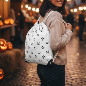 Personalized Halloween Tote Bag – Custom Trick or Treat Drawstring Backpack