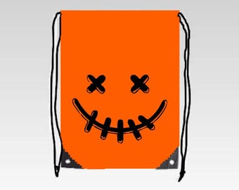 Pumpkin Face 4 – Personalized Halloween Tote Bag with Name, Custom Trick or Treat Bag