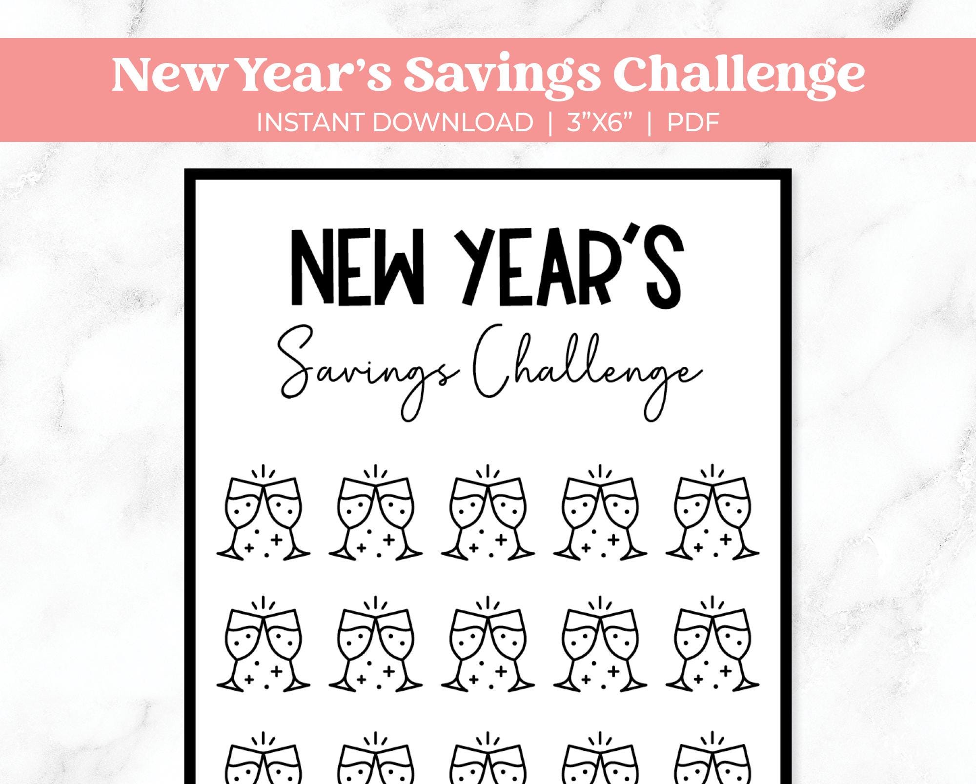 New Year's Savings Challenge Printable Bundle A6 Savings Challenge ...