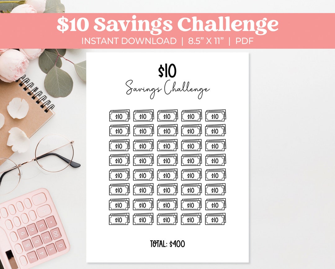 10 Dollar Savings Challenge Printable Letter Size Savings - Etsy