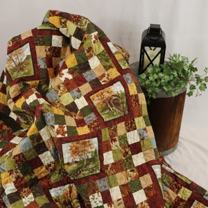 Autumn in the Country:  9-Patch Panel Handmade Quilt