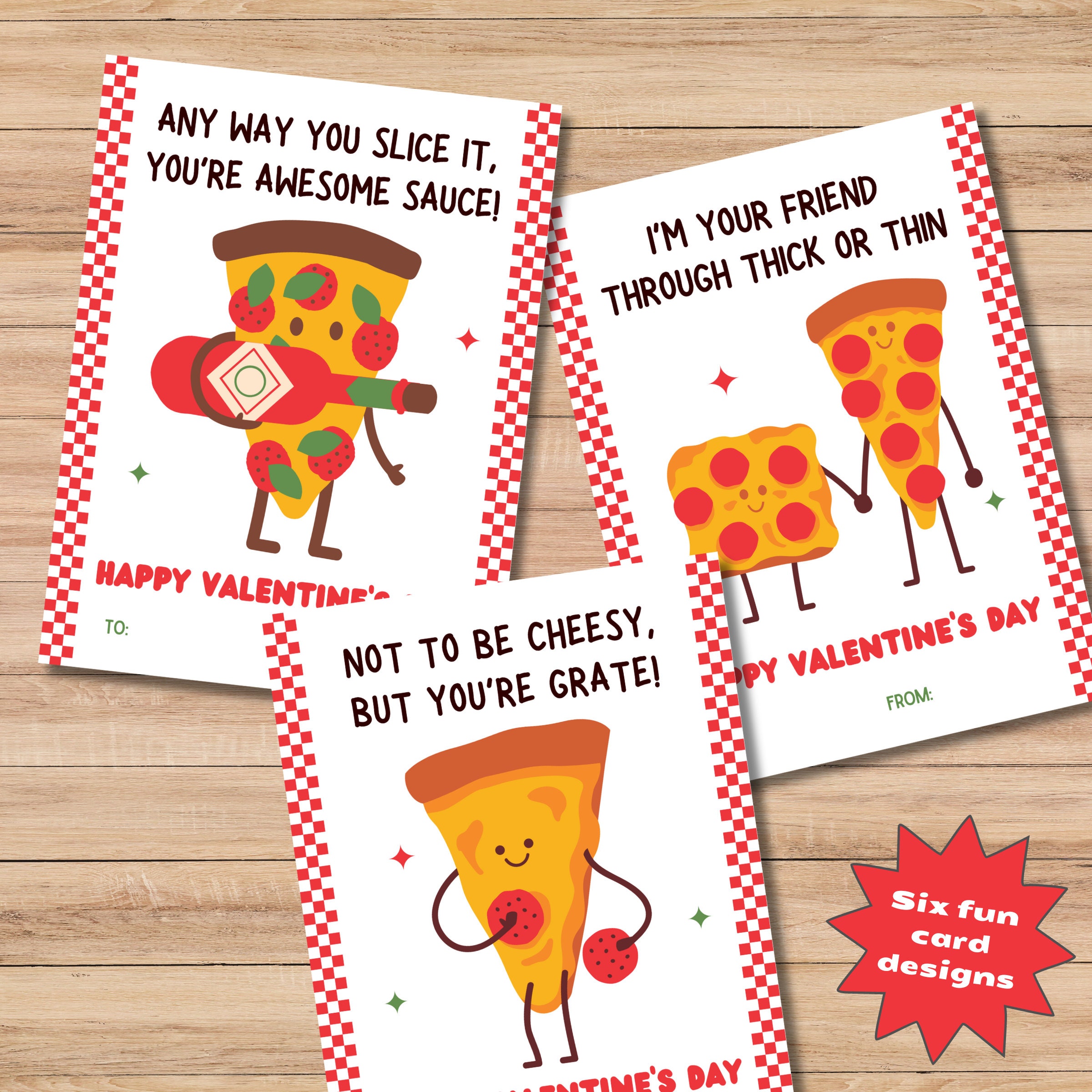 PRINTABLE Pizza Valentine Cards Etsy