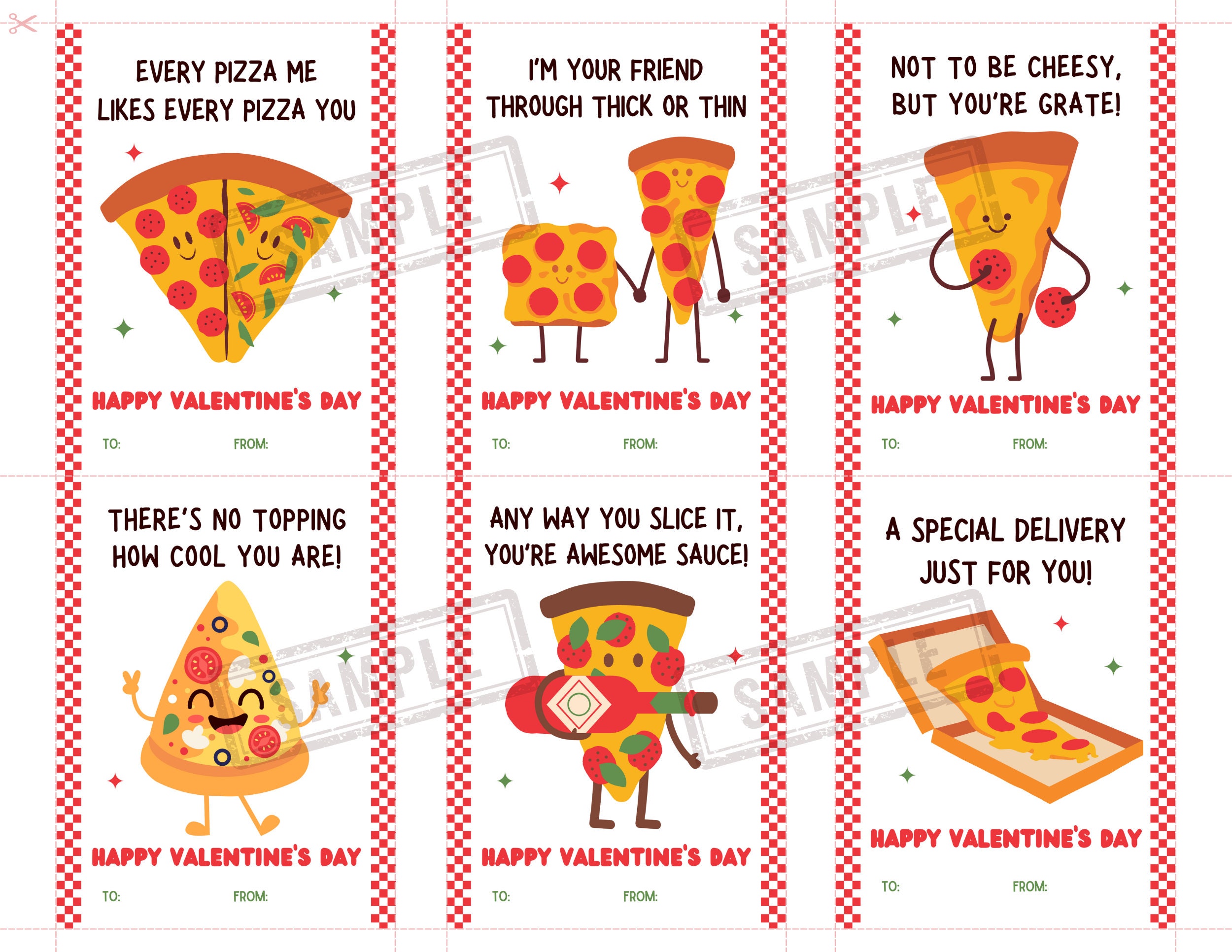 PRINTABLE Pizza Valentine Cards Etsy