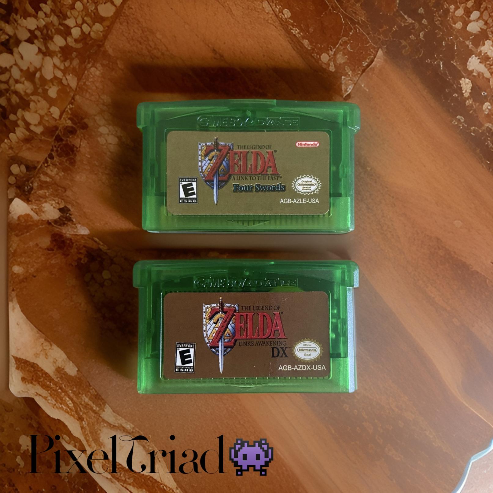 Zelda: Link’s Awakening and A Link to the Past – Custom Green Cartridge for Game Boy Advance (GBA/SP/DS) – PixelTriadGaming
